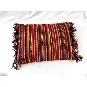 Vintage Kilim Throw Pillow Handwoven Turkish Rug Cushion Bohemian Decor